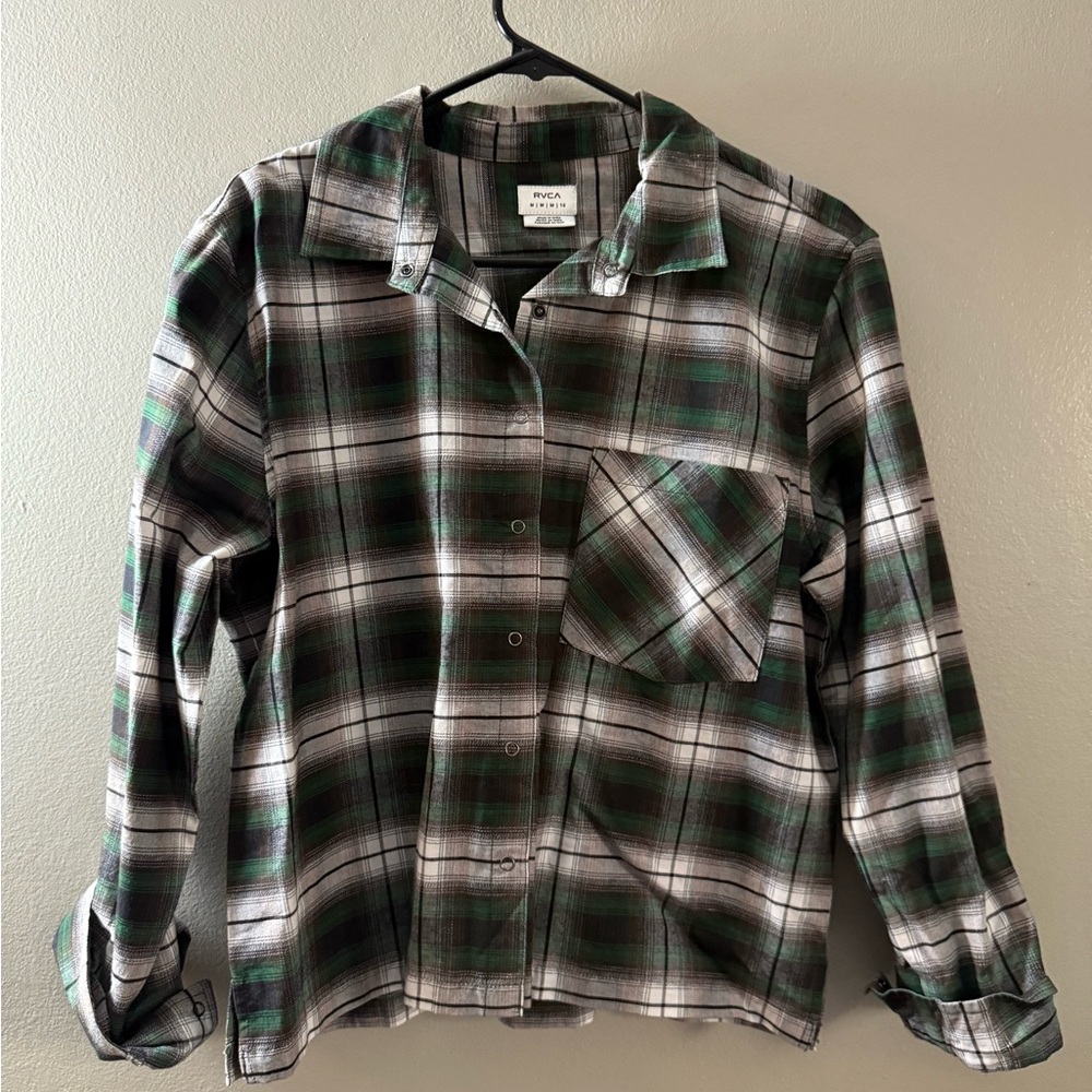 RVCA Green Plaid Button-Up Shirt